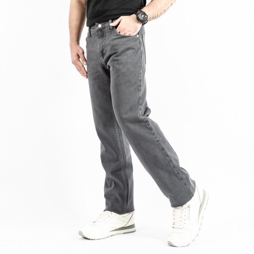 FEROCIOUS.CO Celana Jeans Reguler Retro Basic Standar Denim - Grey Premium Terlaris