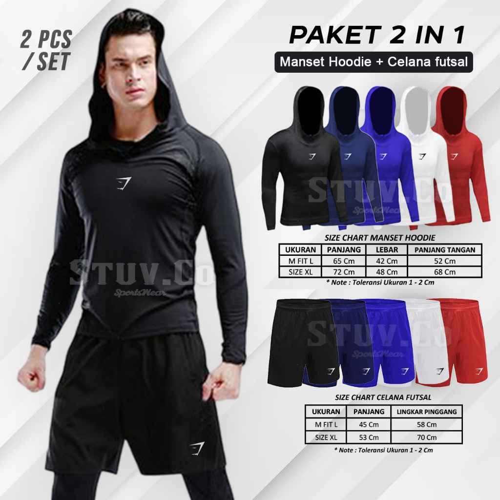 PAKET 2IN1 SETELAN OLAHRAGA MANSET HOODIE DAN CELANA FUTSAL PRIA WANITA