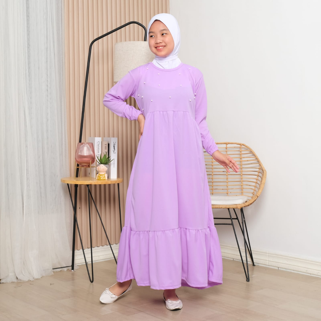 GAMIS REMAJA MOTIF TABUR MUTIARA / GAMIS ANAK TANGGUNG TERBARU MEWAH DAN CANTIK BUAT ANAK USIA 10-14