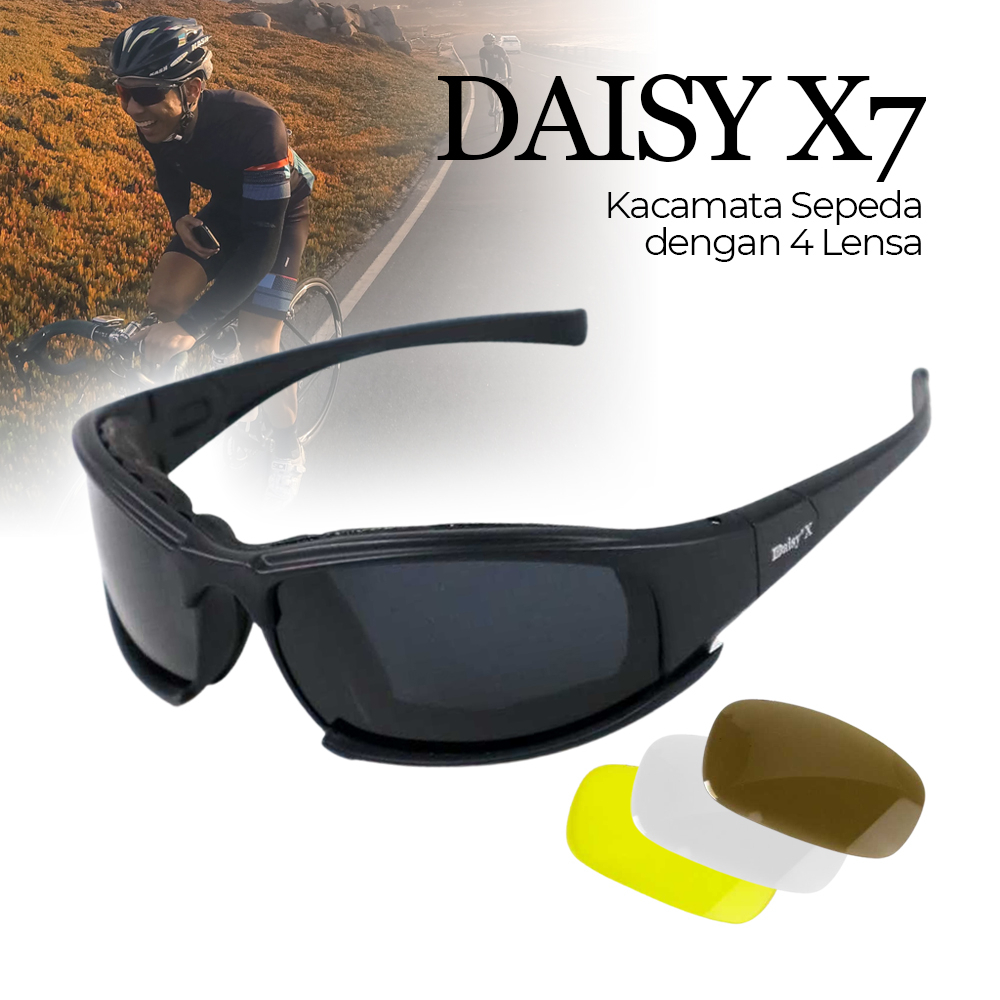Kacamata Daisy Kacamata Outdoor Bersepeda 4 Lensa
