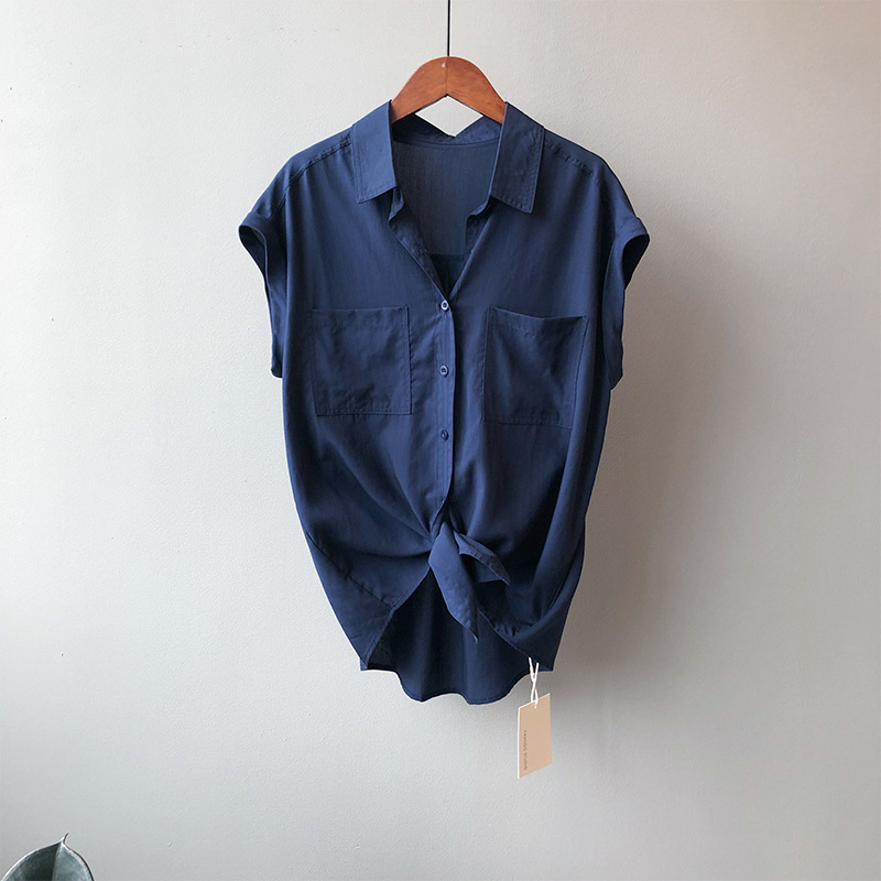 Kemeja Wanita Kasual | Shimer Top | Blouse Korean Style | Baju Atasan Wanita Terbaru | Bahan Katun Twill | Atasan Kancing Lengan Pendek