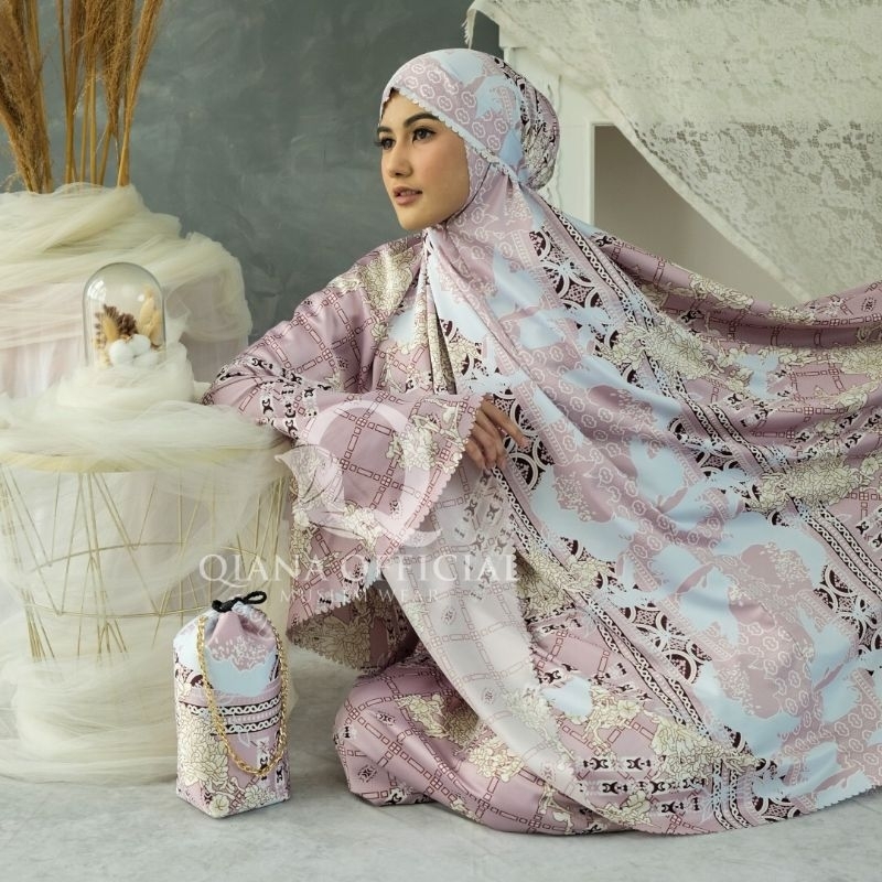 Mukena Dewasa Motif 3in1 Sutra Silk Diora Shanum