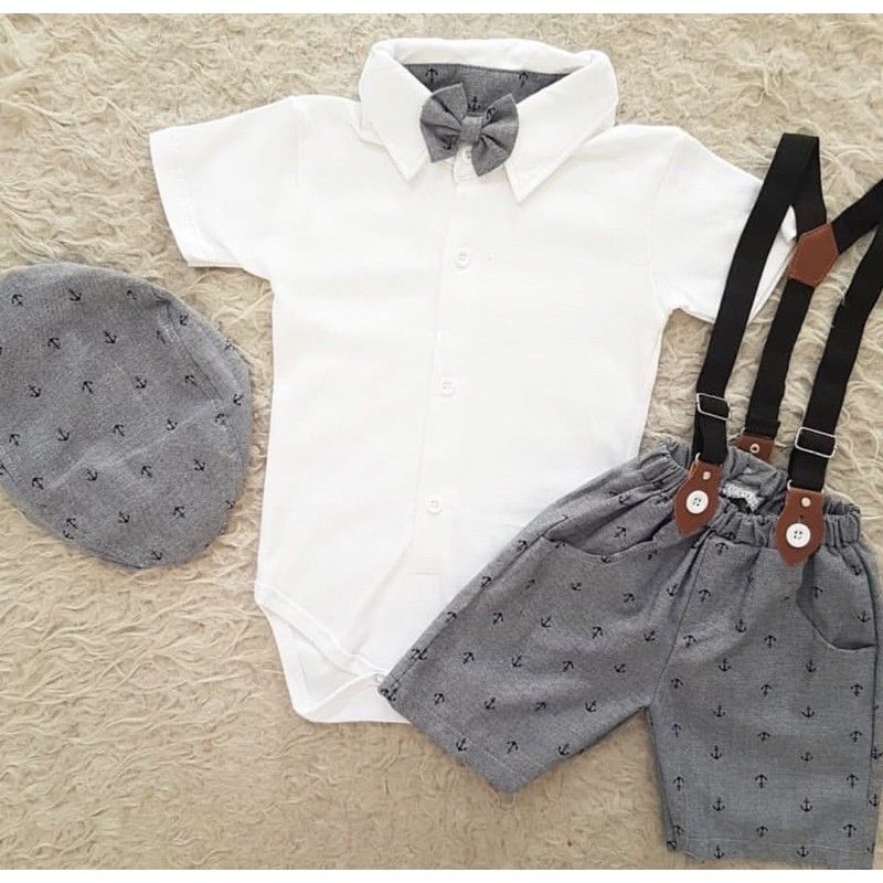 baju bayi cowo suspender set