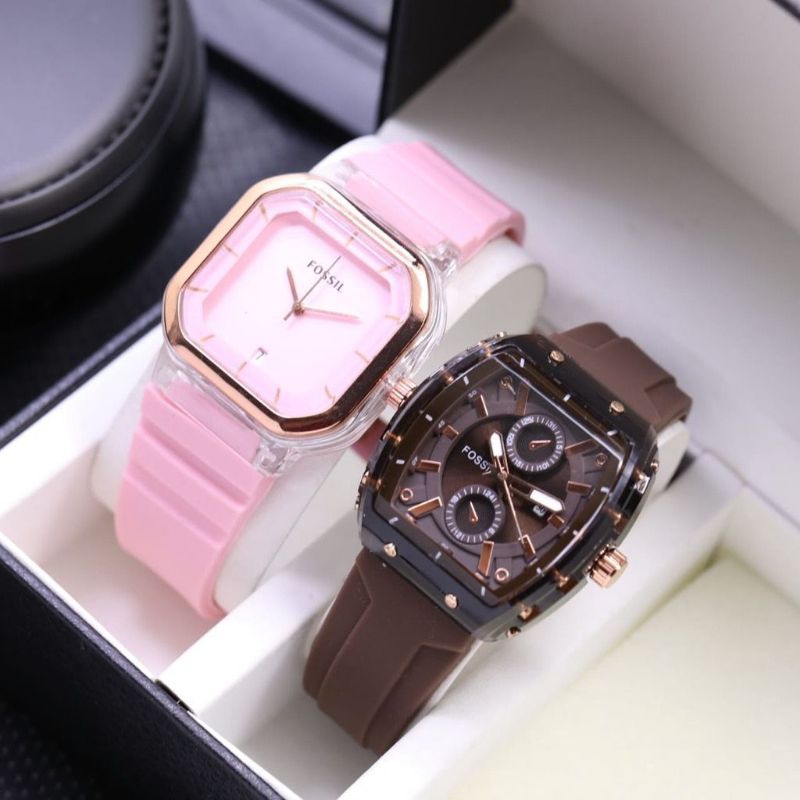 (Cod)Jam Tangan Wanita Paket Hemat Buat Kado Buy1 Get 1 Hp Crono1+Hp Casual Tanggal Aktif Strap Rubber/Karet(Dikirim Jakarta)