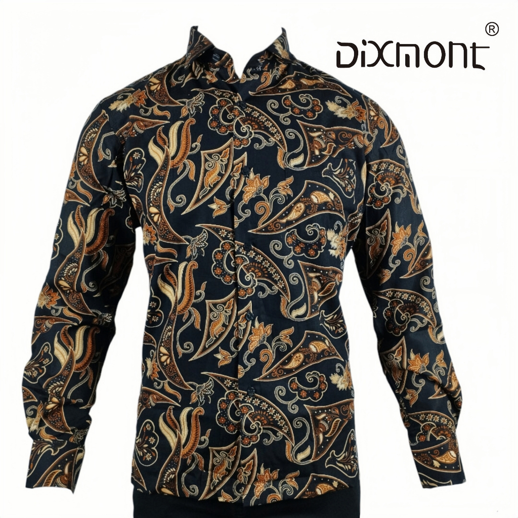 Dixmont Kemeja Pria Batik Panjang Hem BL00223