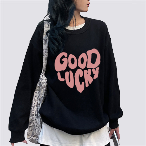 XiaoZhaiNv Korean Style Letter Heart Pattern Lengan Panjang Baju Sweater Wanita A0145