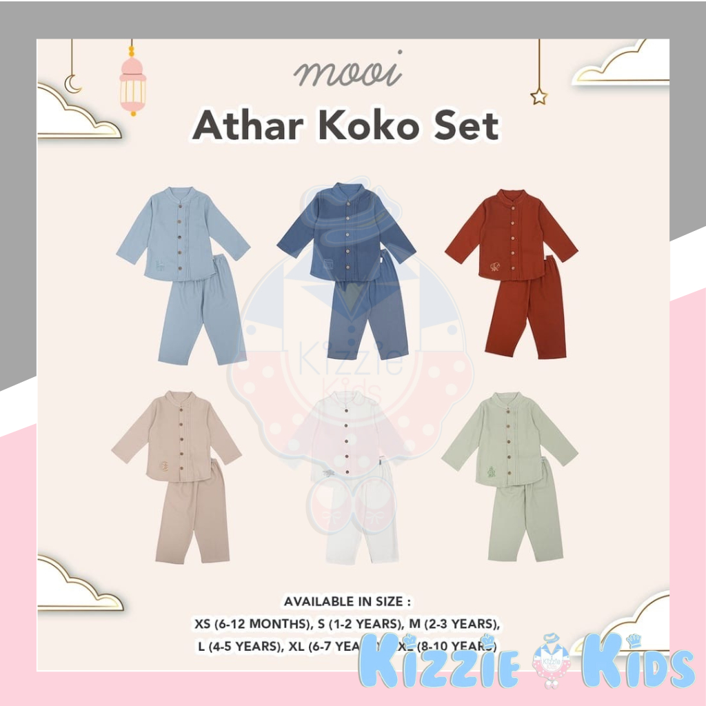 MOOI ATHAR KOKO SET SETELAN BAJU KOKO EDISI BAJU LEBARAN ANAK LAKI LAKI MUSLIM 6 BULAN - 10 TAHUN