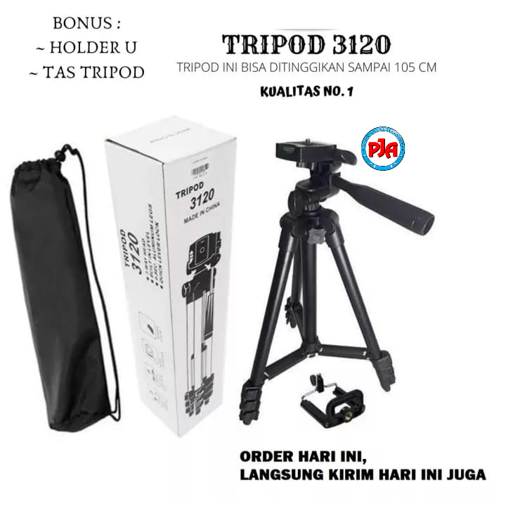 TRIPOD Hp Handphone Camera Panjang 1 Meter 3120 Weifeng Tripod Hitam Universal