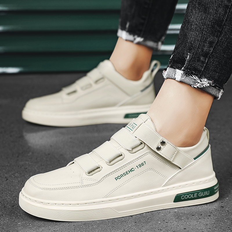 Toread Sepatu Sneakers Pria Casual Bahan PU Tanpa Tali Sepatu Kuliah Fashion Simple MC439