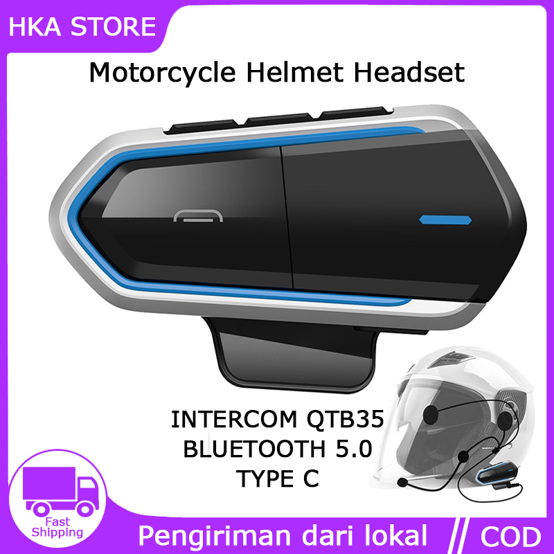 Helm Sepeda Motor Headset Bluetooth Headset Hands Free Call Kit IP67 Bluetooth 5.0