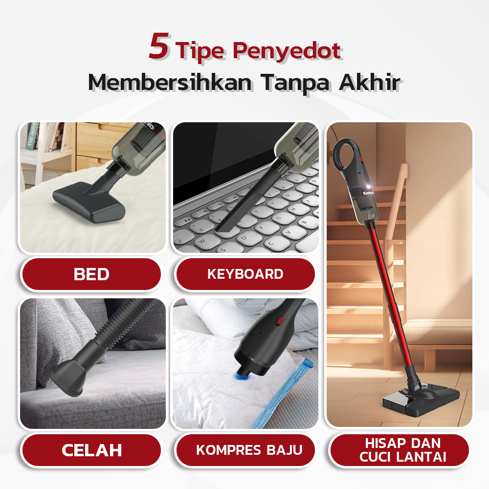 Kadonio Vacuum Cleaner Wet/Dry Penyedot Debu Pel Smart 7 in 1 cordless Vacum Cleaner Home Penyedot Debu Portable Vacum Sedot debu-VC99