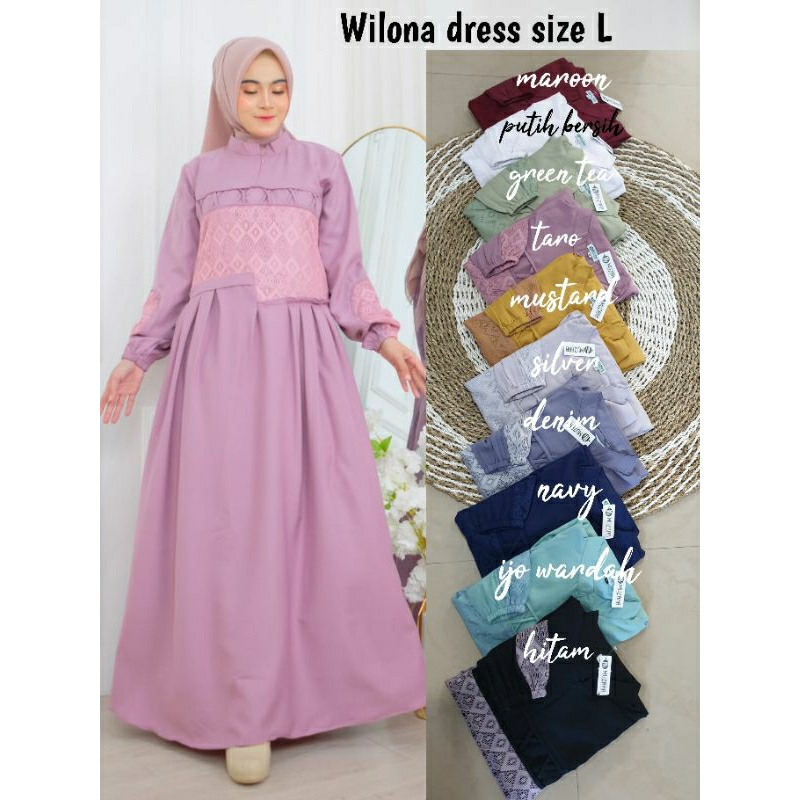 wilona dress / gamis shakila mix brokat / gamis lebaran / gamis brokat malika / burkat malika