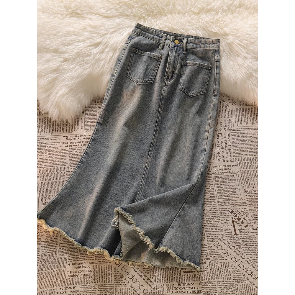 Korea Style Rok Putri Duyung Jeans Wanita /Highwaist Rok Denim