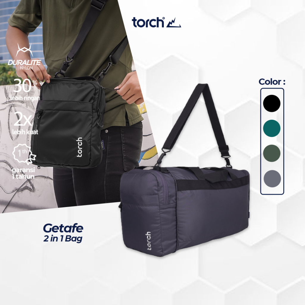 TORCH Getafe 2in1 Sling to Duffel Bag - Tas Selempang Pouch Sling bag - Tas Jinjing Berpergian Duffel Olahraga gym - Tas Duffle Travelling