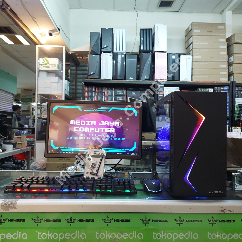 PC Gaming Fullset AMD Ryzen 3 4300G Ram 16GB HDD - SSD VGA 2GB + Monitor 19 Inch - komputer gaming full set