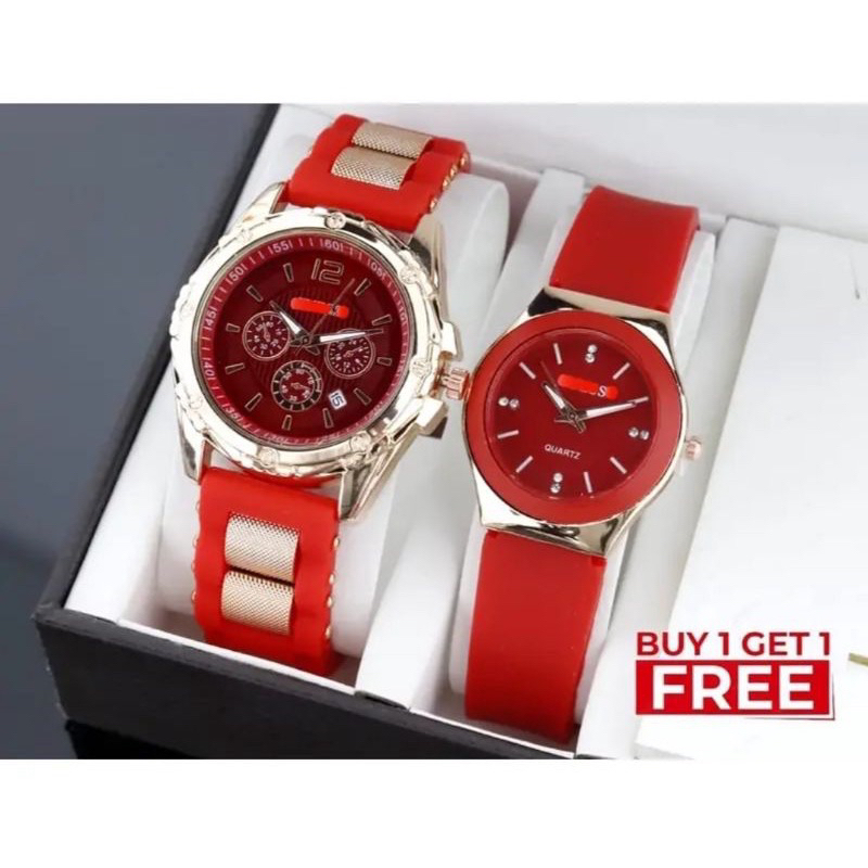 (Terima Cod)Jam Tangan wanita Fashion Buy 1 Get 1 Paket Hemat Kadi Tanggal Aktif Strap Rubber/Karet(Dkirim Jakarta)Free Box