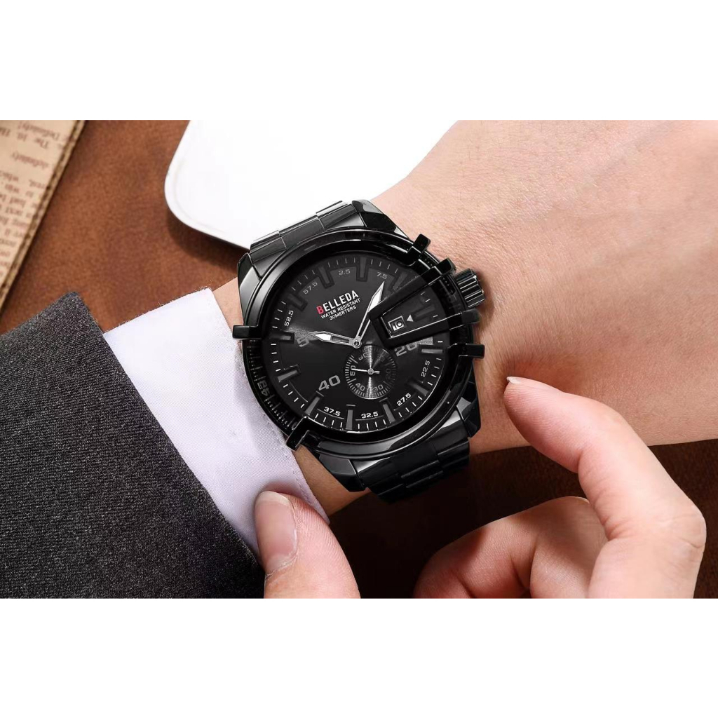 BELLEDA 9371 RANTAI Jam Tangan Pria Anti Air Cowok Men Watches Original Waterproof Stainless Steel