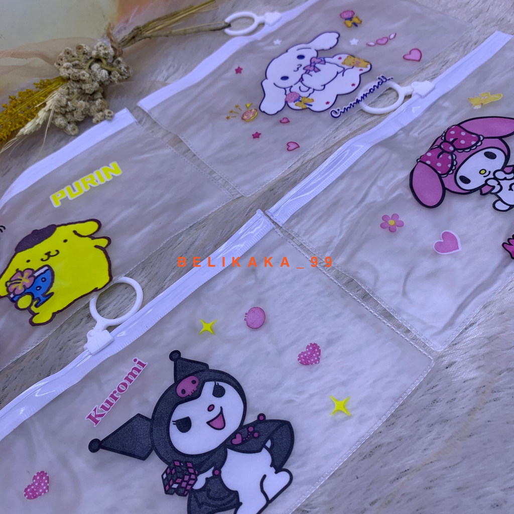 POUCH MIKA MULTIFUNGSI SERBAGUNA TRANSPARAN MOTIF SANRIO DAN KARAKTER / TAS POUCH KOSMETIK TRANSPARAN / TRAVEL POUCH MOTIF SANRIO / POUCH MINI KARAKTER TRANSPARAN SERBAGUNA