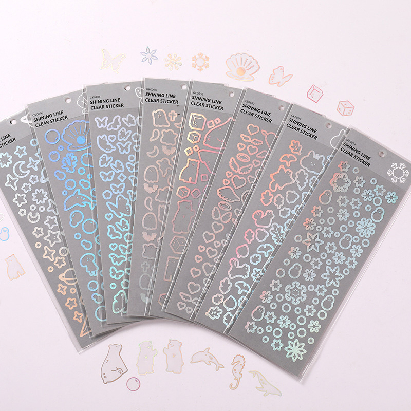 

COD✨ galicici stiker glitter laser transparan motif kupu-kupu bunga bahan PVC tahan air untuk dekorasi cangkir air laptop ponsel kartu ucapan DIY-GS