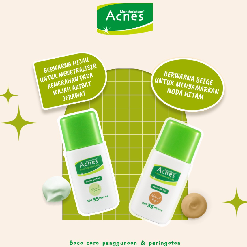 [BPOM] Acnes UV Tint Natural BEIGE 30 gr / Acnes UV Tint Natural GREEN 30 gr / UVTIN SPF 35 PA++ / Sunscreen / Sunblock / Krim Wajah / MY MOM