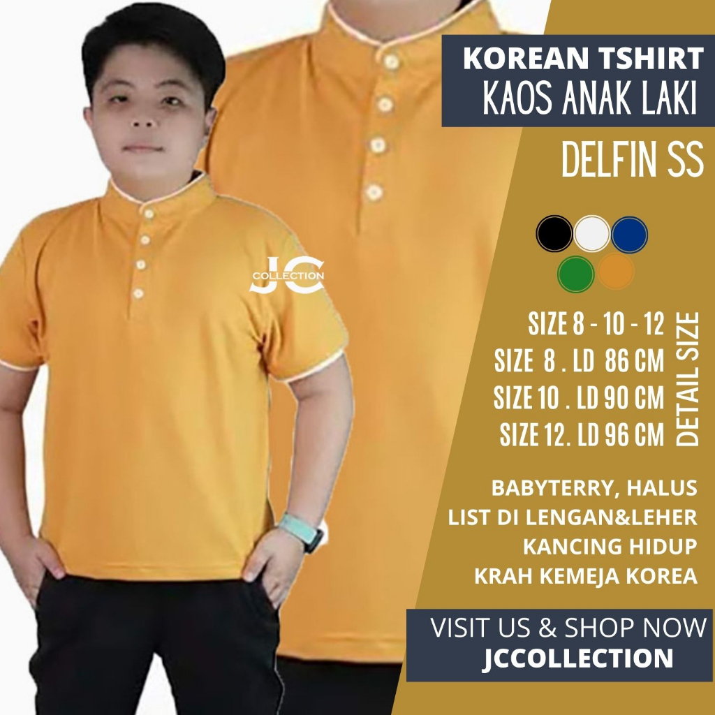 JCCollections Kaos Lengan Pendek Anak Laki kerah mandarin Deffon / Tshirt Anak Remaja Teens Boy