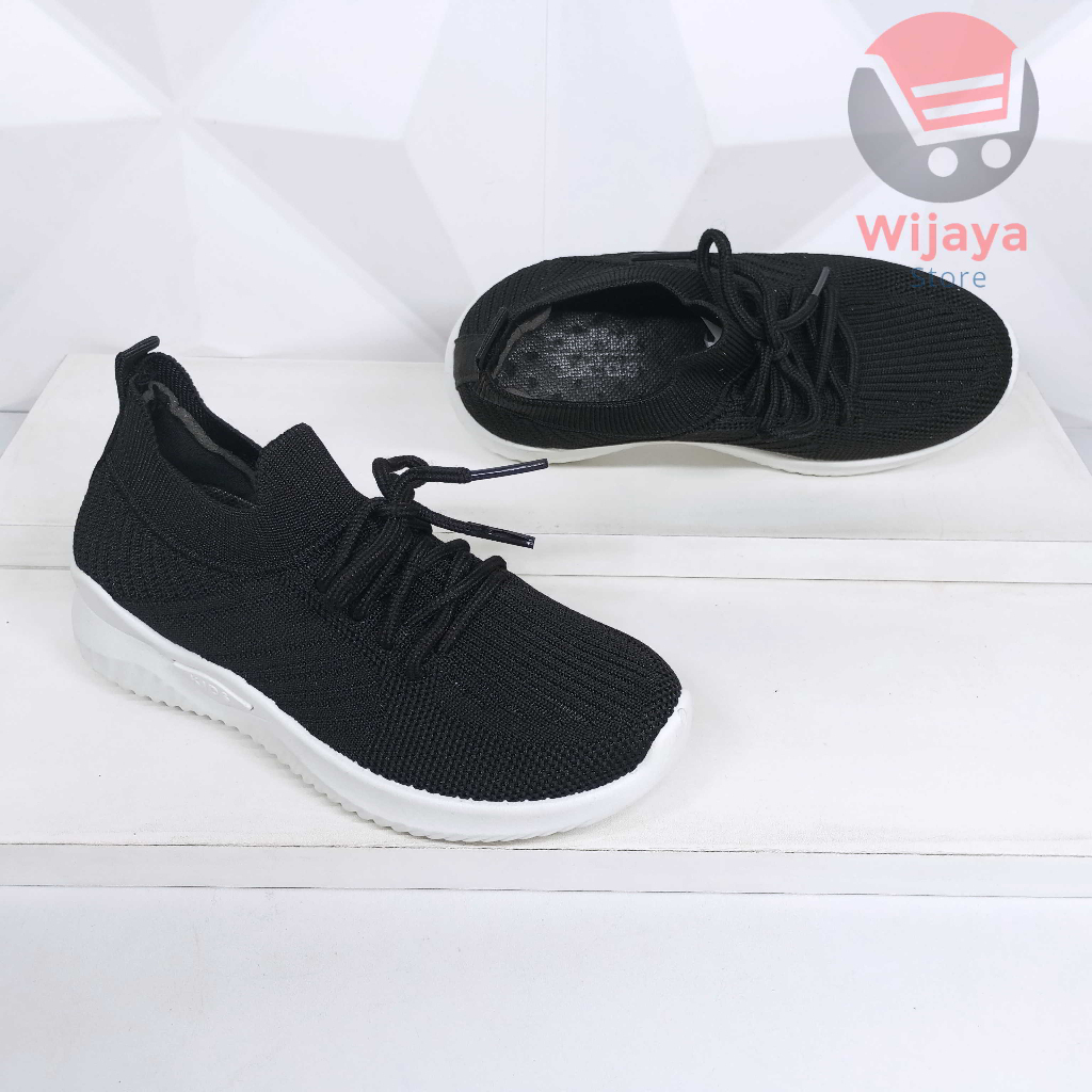 Sepatu Sekolah Sneaker Anak 27-36 Collin Rajut Hitam Polos Putih Fashionable dan Praktis untuk Laki-Laki dan Perempuan 4060 4061