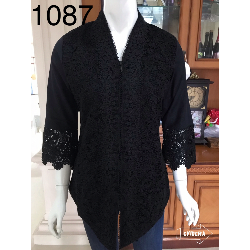 kebaya alexuez jumbo brukat premium hitam 1051