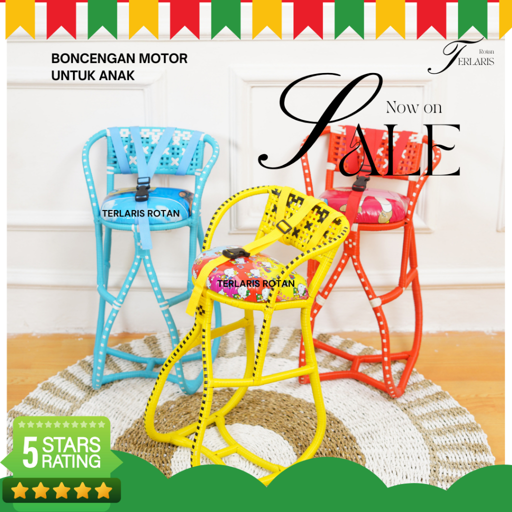 Kursi Boncengan Anak Motor Matic Free Full Sabuk / Boncengan anak rotan motor matic / Dudukan Anak M