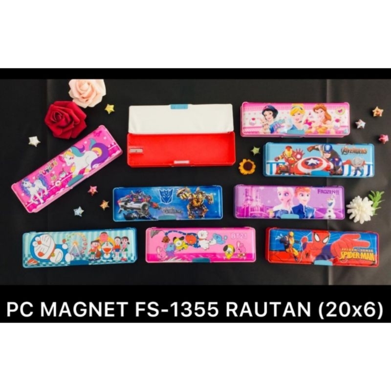 

tempat/kotak/tepak pensil magnet mini karakter + rautan fS-1355