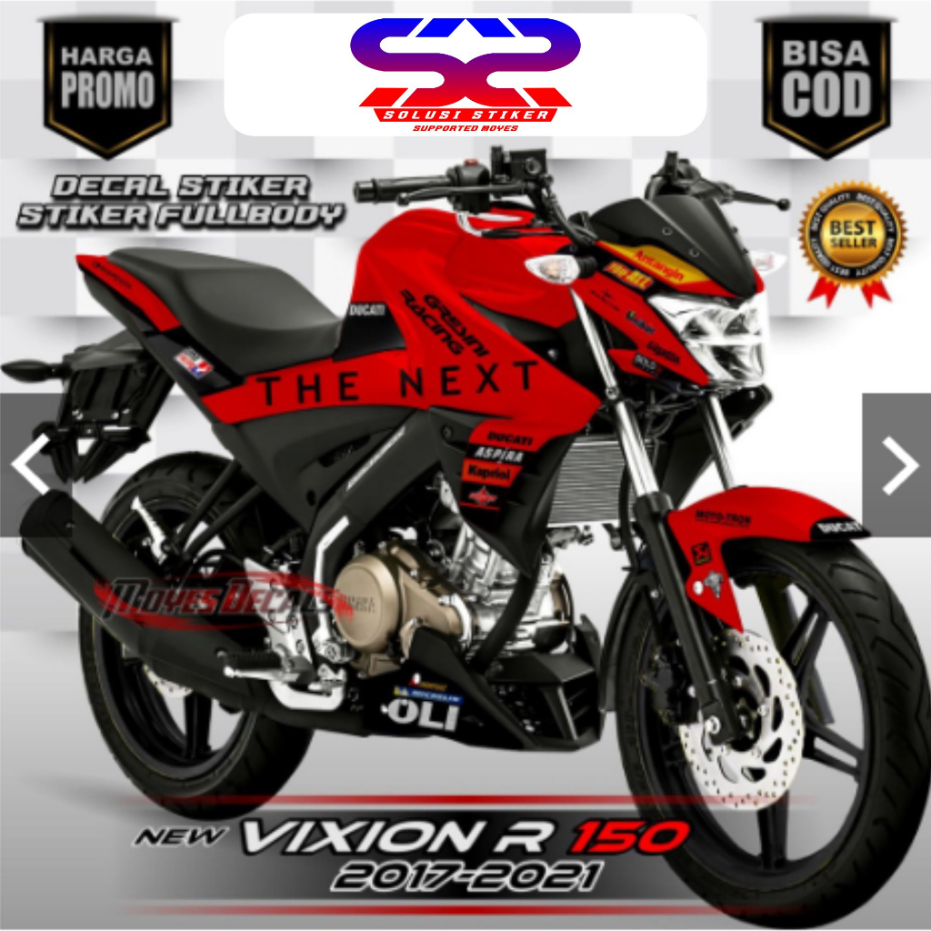ANTI LUNTUR Stiker Decal Vixion R 150 Desaind Merah FullBody Decal Vixion FullBody