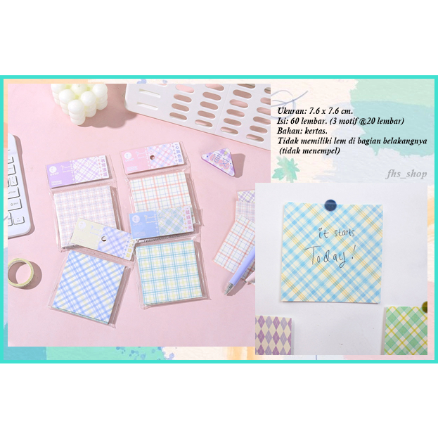 

60 lembar Memo Pad Aesthetice Memopad Aesthetic Memopad Lucu Beautiful Encounter Plaid Memopad