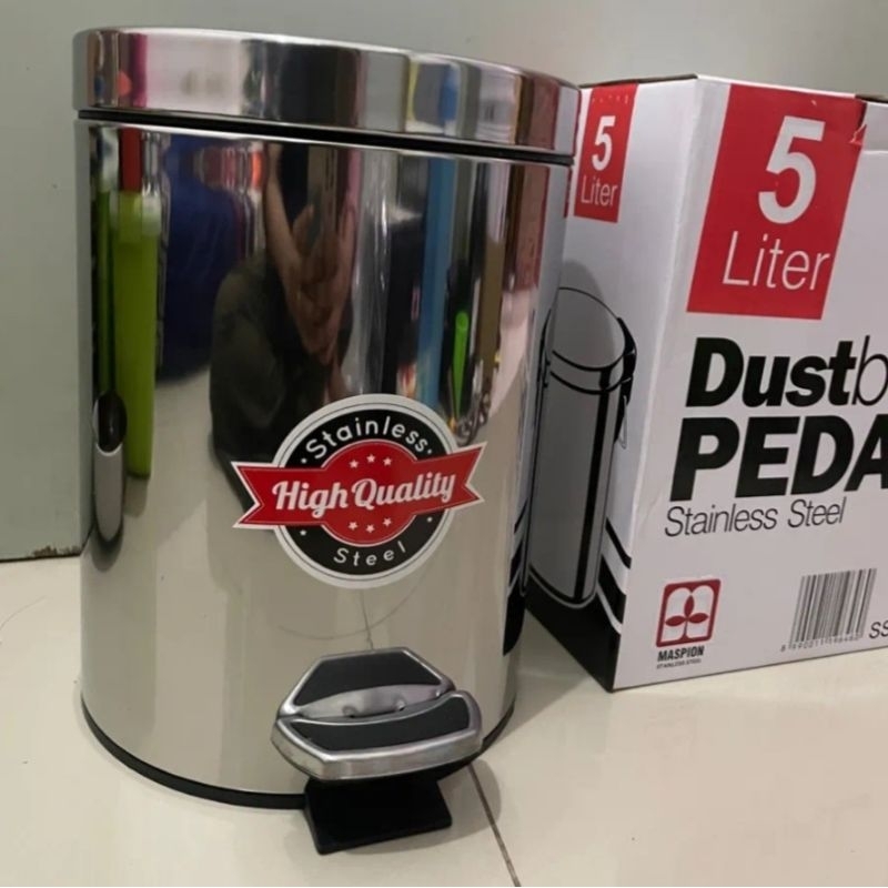 Tempat sampah injak stainless 5 liter maspion/tempat sampah pedal 5 L maspion/tong sampah maspion