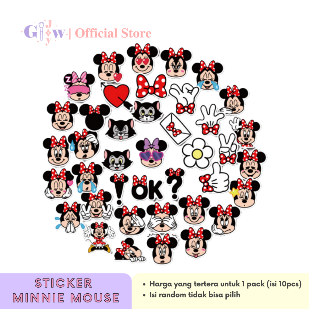 A15 STICKER 10PCS (MINNIE MOUSE) anti air notebook scrapbook label tempel motif kartun superhero super hero unik lucu atk alat tulis kantor murah viral termurah kartun komputer leptop handphone hp smartphone koper laptop tembok kulkas disney anime