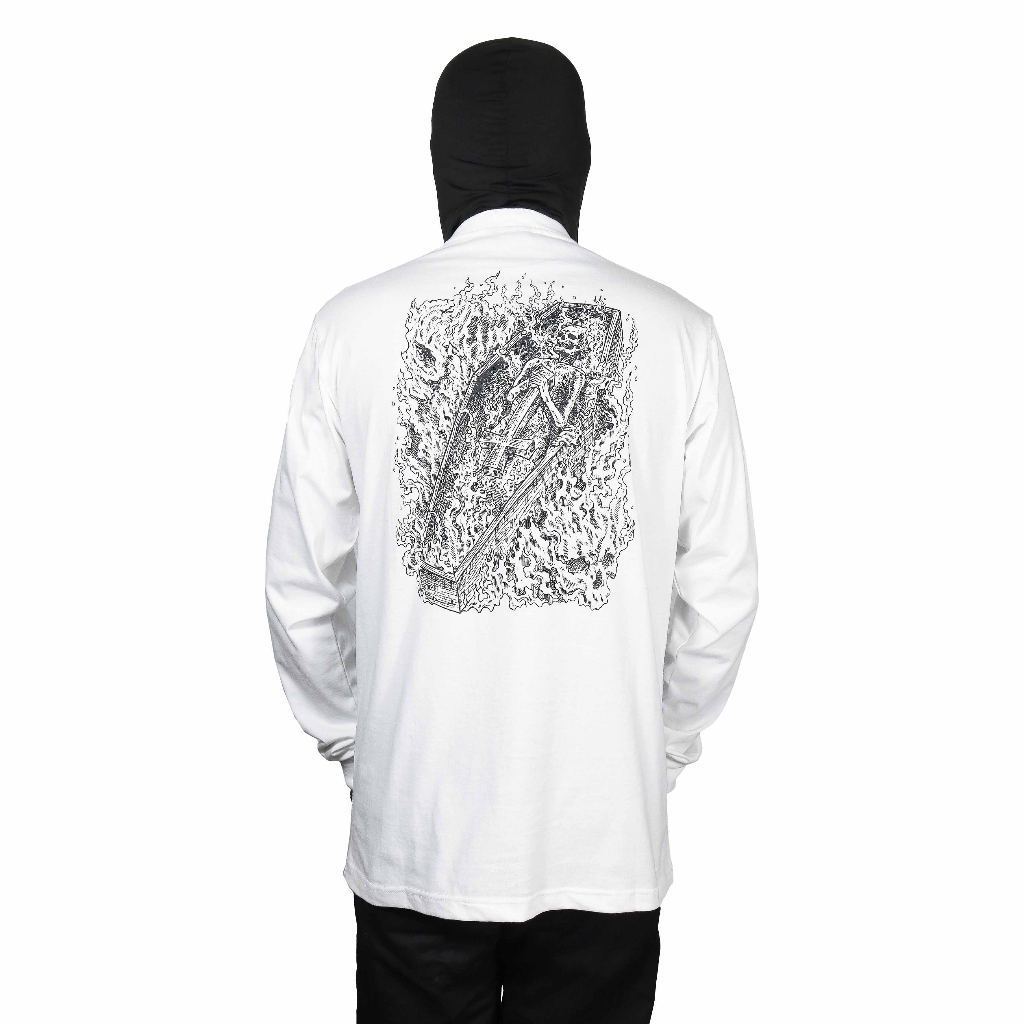 Heretic - Long sleeve Tees - Burning Coffin White