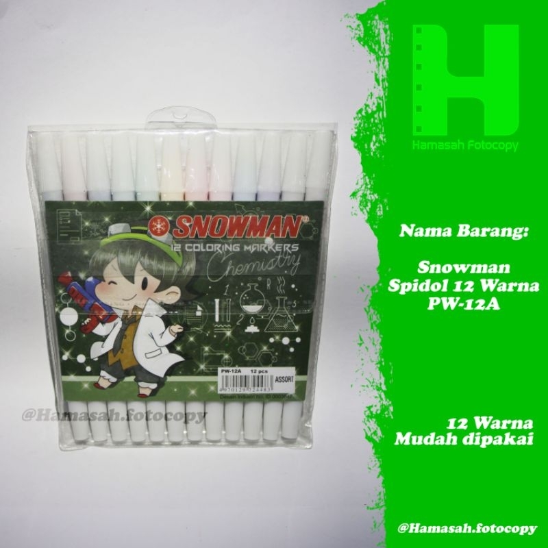 

Spidol Snowman 12 Warna PW-12A / Pewarna Gambar
