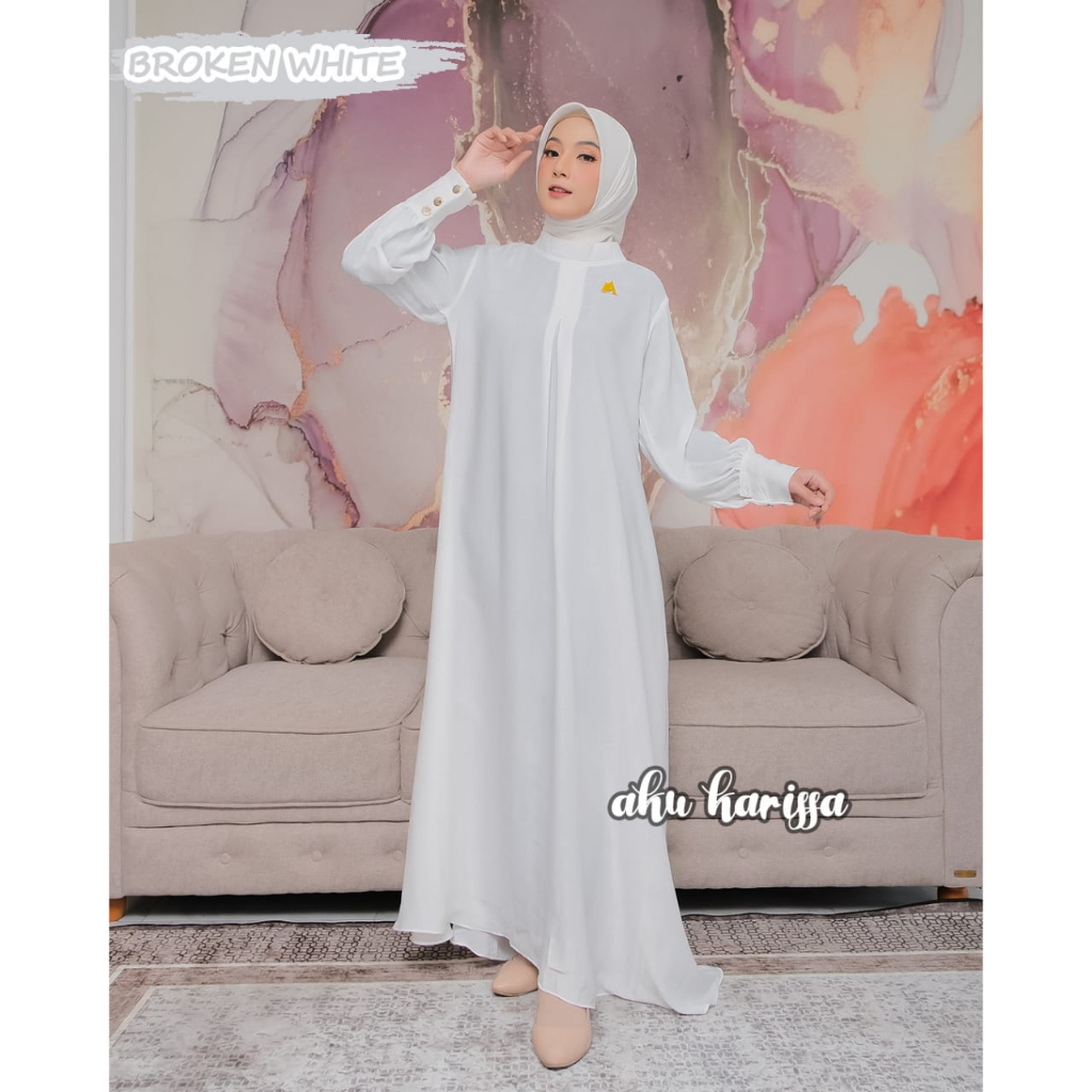 Dress Santorini Aku Karissa Cintia dan Alvina Gamis pesta wanita mewah kilap jatuh anggunly