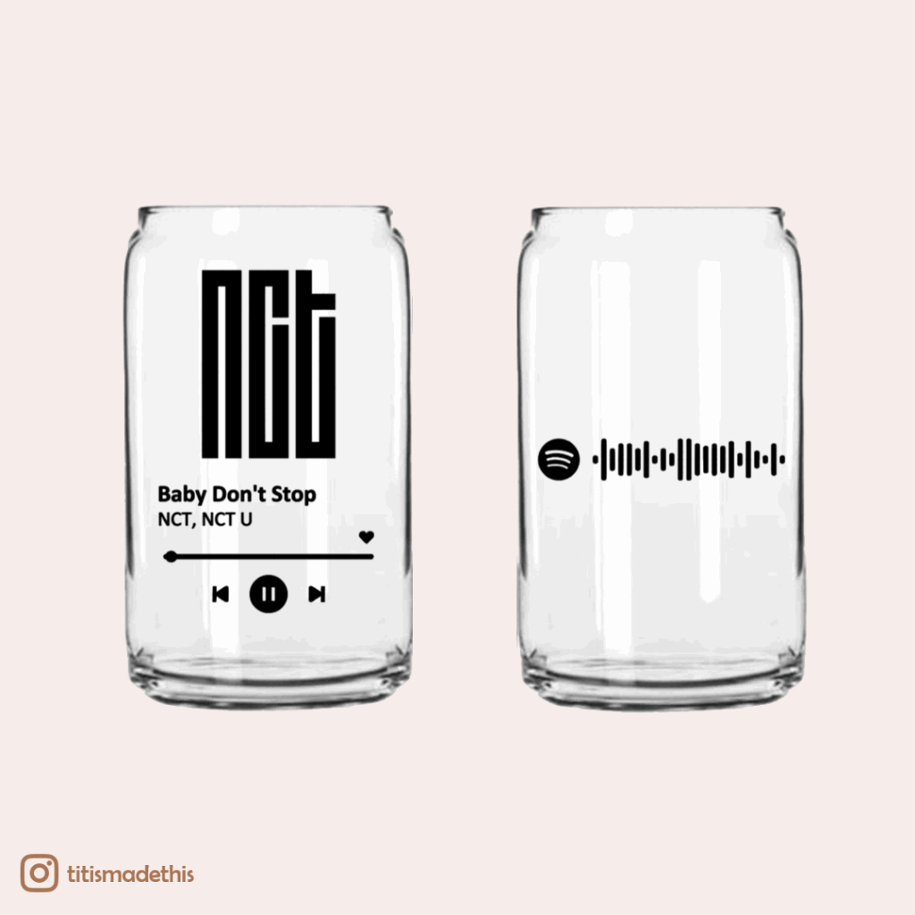 Gelas Spotify Aesthetic Custom | Gelas Aesthetic | Gelas Kaca Transparan