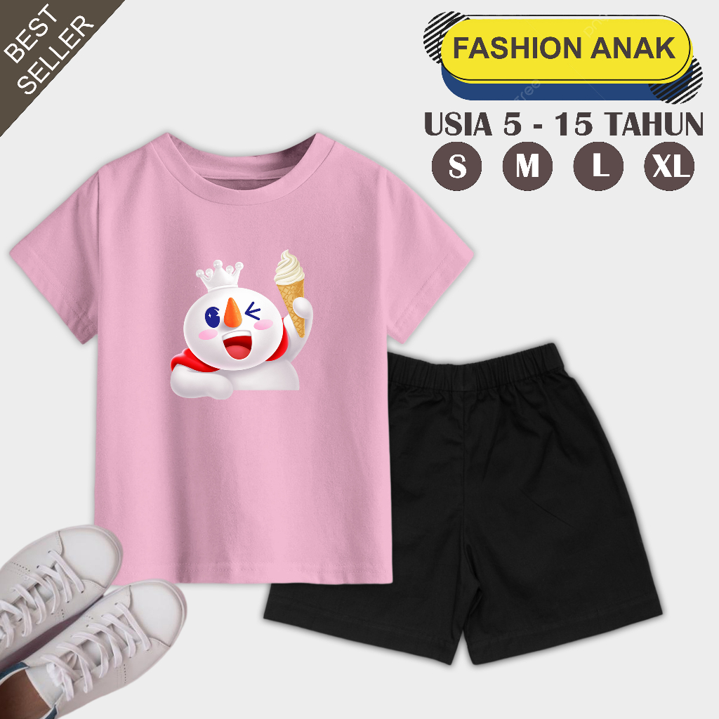 Setelan Anak Kaos dan Celana Pendek Unisex Usia 5 - 15 Tahun Bahan Katun Terry Soft