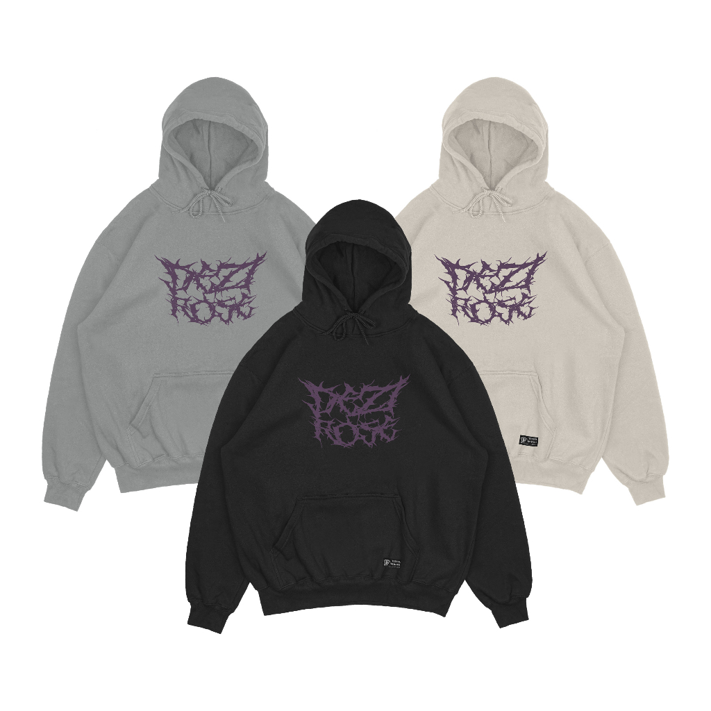 DEZIROSE - Sweater Hoodie Metal Font - Hodie Pria Distro Hitam Keren Fleece Tebal Premium Size M-XXL