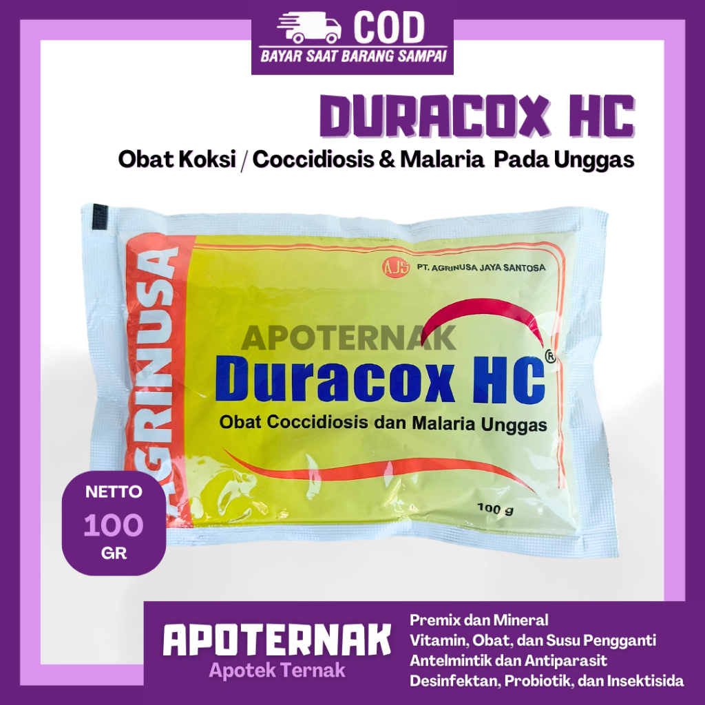 DURACOX HC 100 gr | Obat Koksi &amp; Malaria Pada Unggas Ayam Bebek Burung