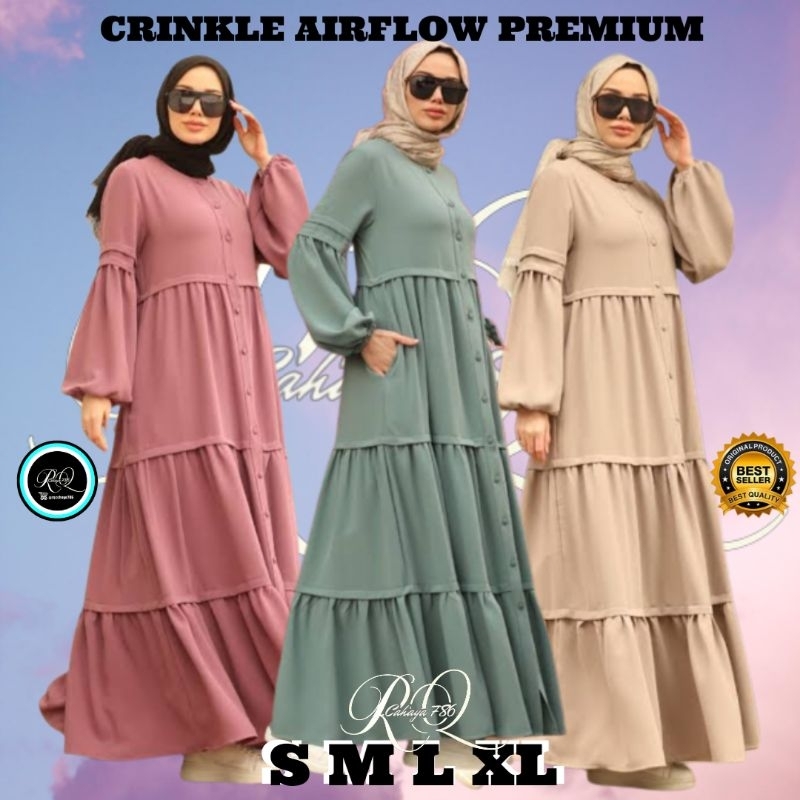 Gamis Dress ARISA Maxi Busui Trendy Gamis Elegant Kancing Busana Wanita Pesta Cantik Ootd Kondangan