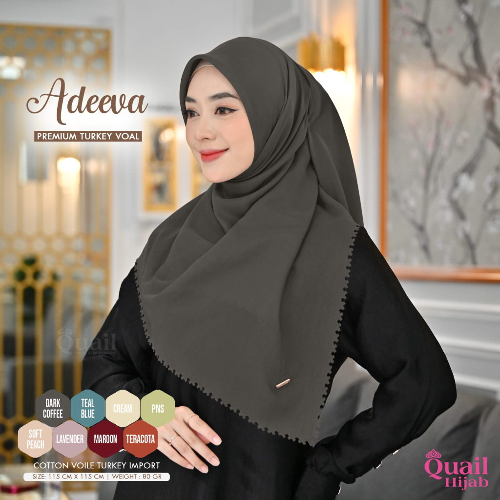 Hijab Adeeva Voal Polos Premium Turki Katun Voal Impor Original Quail