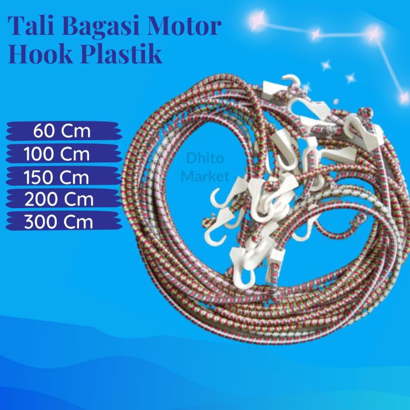 Tali Bagasi Motor Hook Plastik 3 Meter / Tali Pengikat Barang Di Motor