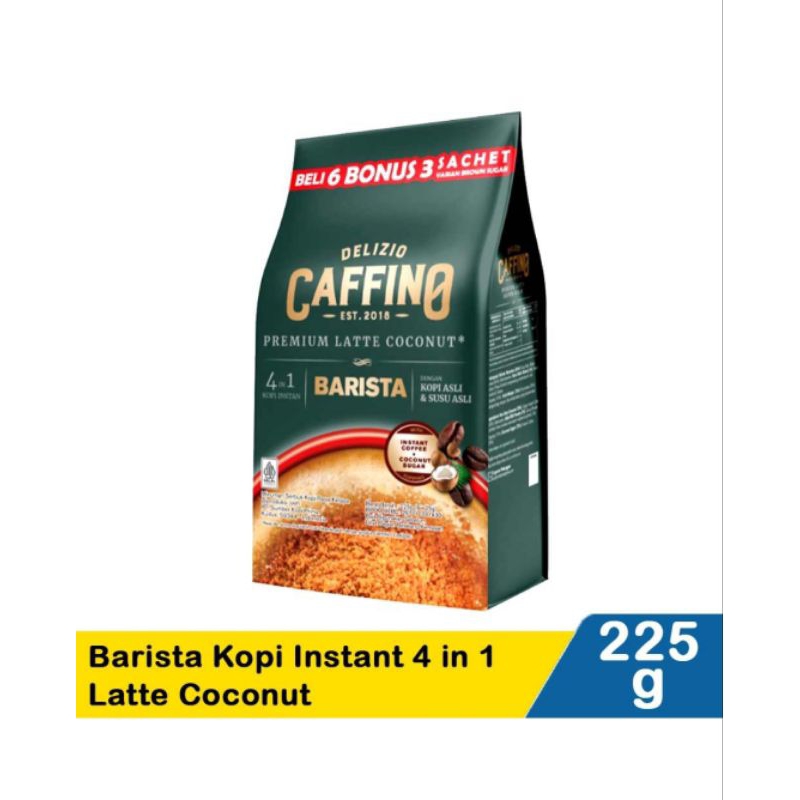 

Cafino barista Kopi Instan 4 in 1 Latte Coconut & Dark Cappucino 225g isi 6+3
