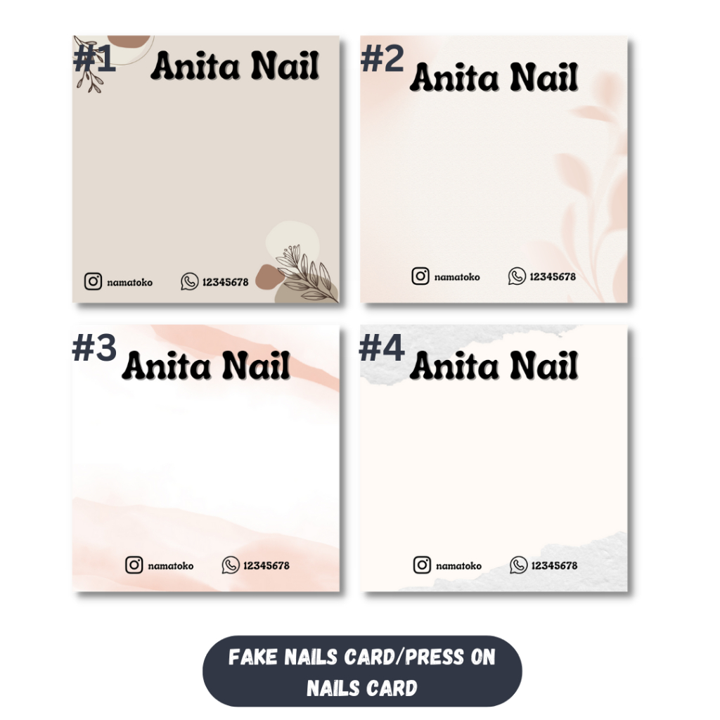 Fake Nails Art Card Custom | Fake Nails Art Tag Custom | Press on Nails Card Custom | Press on Nails