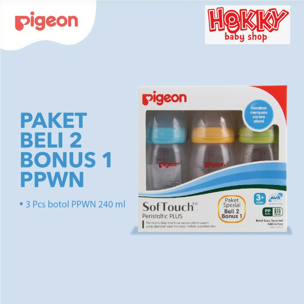 Promo Buy 2 Free 1 Botol Pigeon Wide Neck 240 ml (3 pcs)