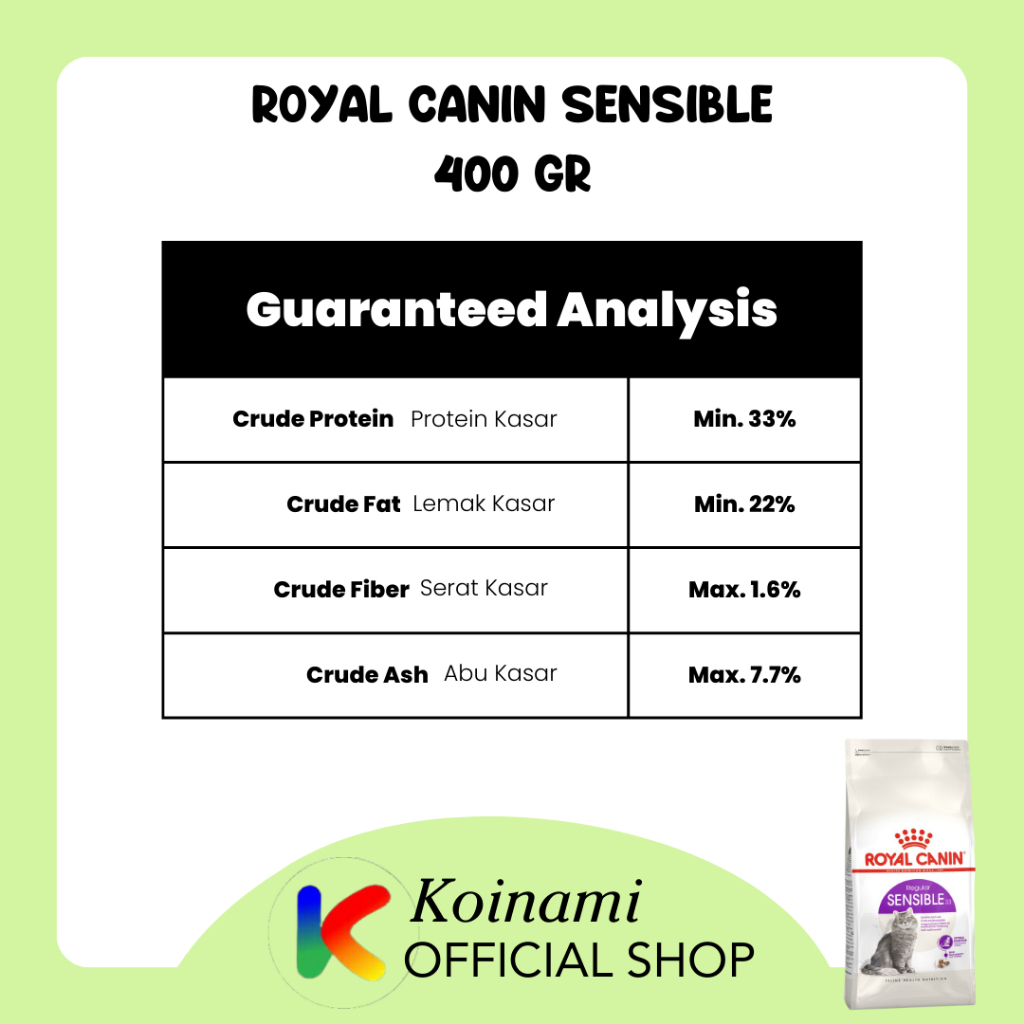 RC SENSIBLE 33 400 GR / royal canin cat / dry food / makanan kucing