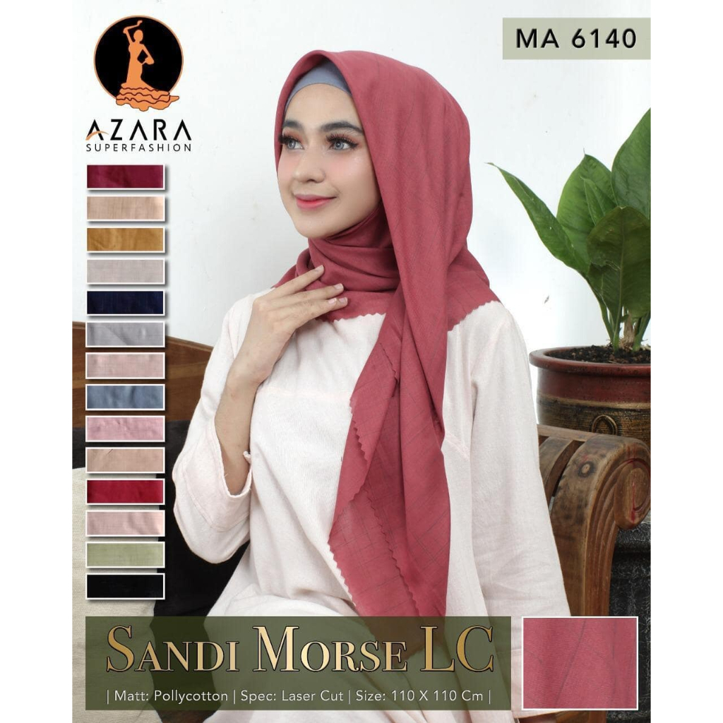 YAMASAHI SUPERMODA -- Sandi Morse LC VOAL WAFFEL Lasercut Ori Azara Hijab JILBAB SEGIEMPAT WAFEL