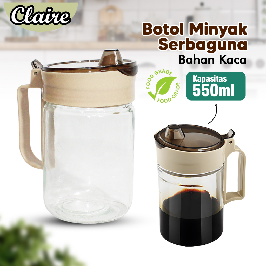 Botol Minyak Kaca 550ml / Tempat Minyak Anti Tumpah