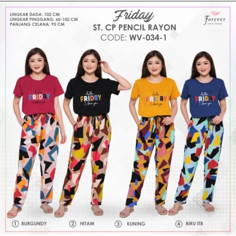 SETELAN RAYON CELANA PANJANG FOREVER BLACK LABEL